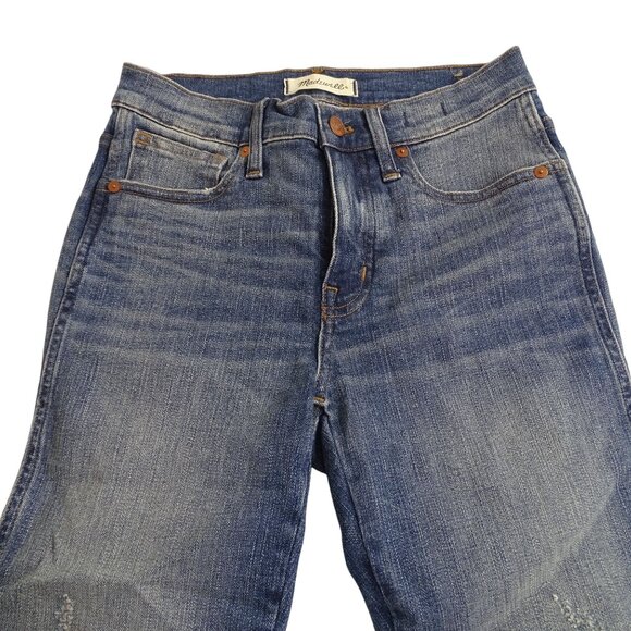 Madewell 9" High Rise Skinny Jeans Women Size 26 Rip New York Wash Denim K1868 - Picture 2 of 15